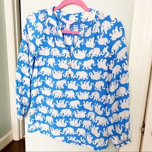 Lilly Pulitzer Elsa Tusk In Sun Elephant Blouse